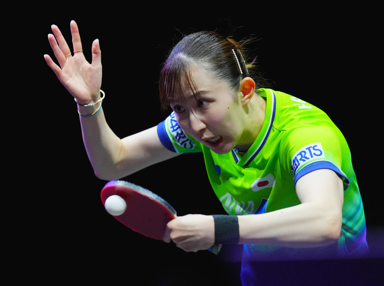 女子シングルス2回戦で葉伊恬と対戦する早田ひな（撮影・垰建太）