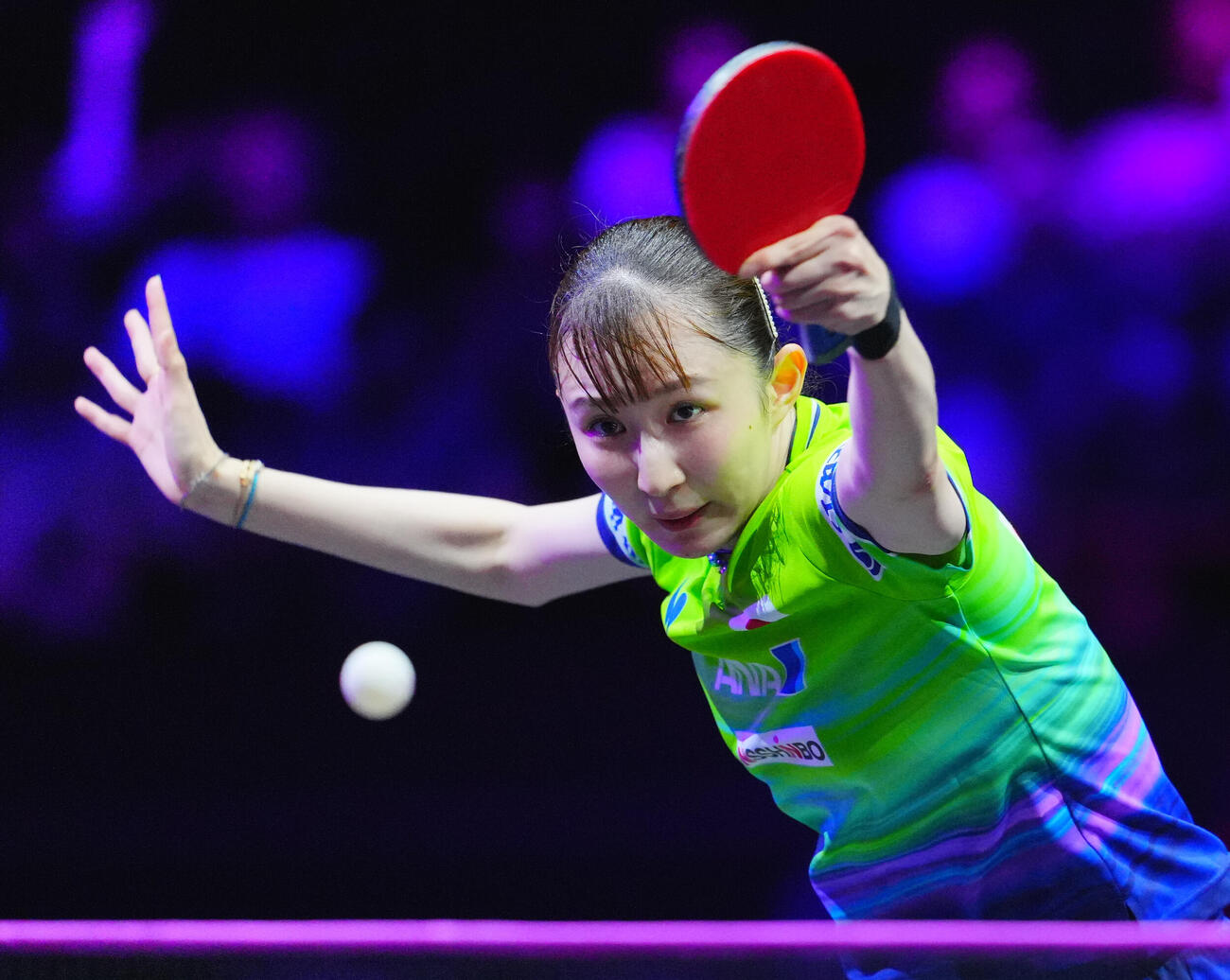 女子シングルス2回戦で葉伊恬と対戦する早田ひな（撮影・垰建太）