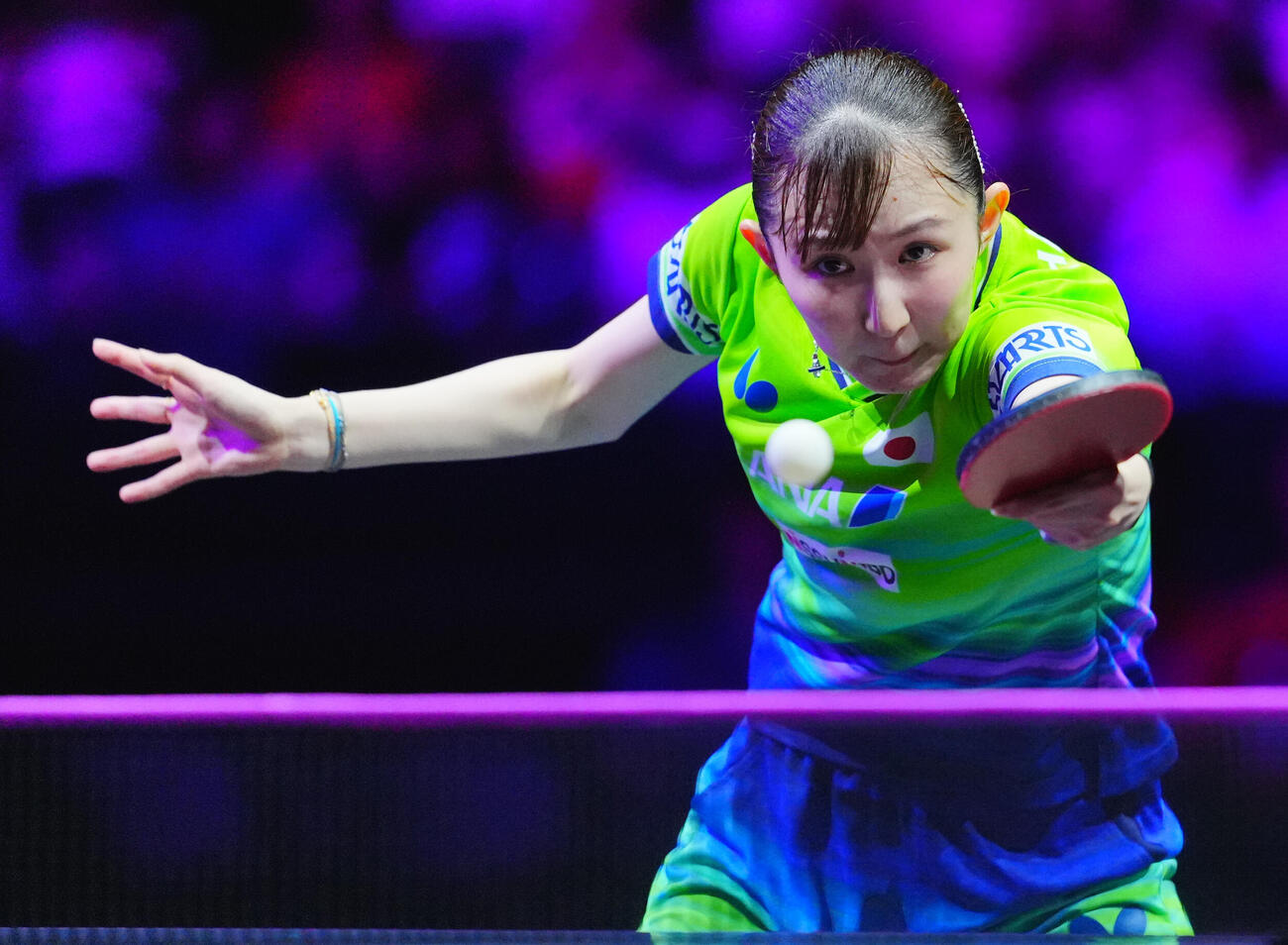 女子シングルス2回戦で葉伊恬と対戦する早田ひな（撮影・垰建太）