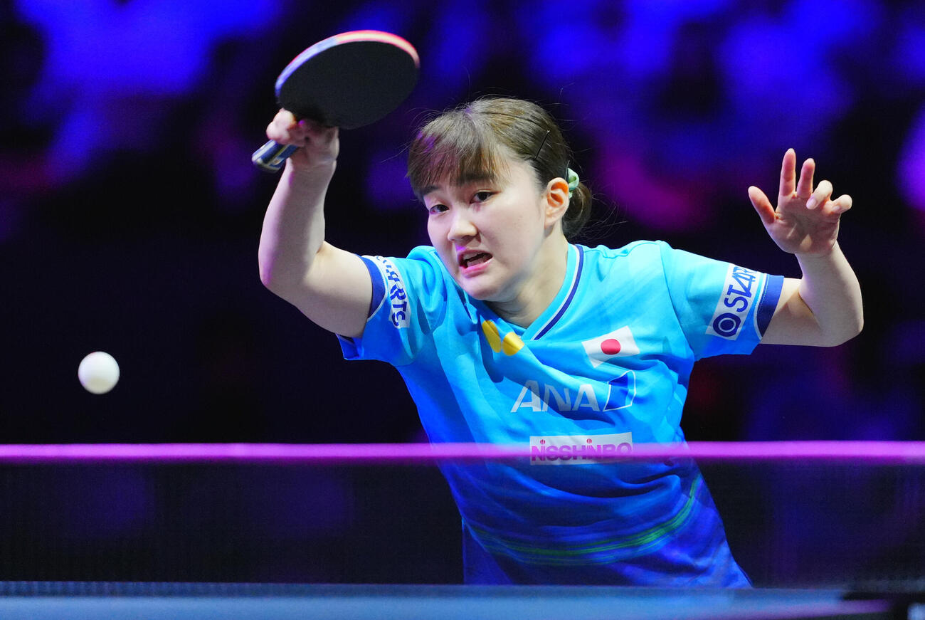 女子準々決勝で陳幸同と対戦する大藤沙月（撮影・垰建太）