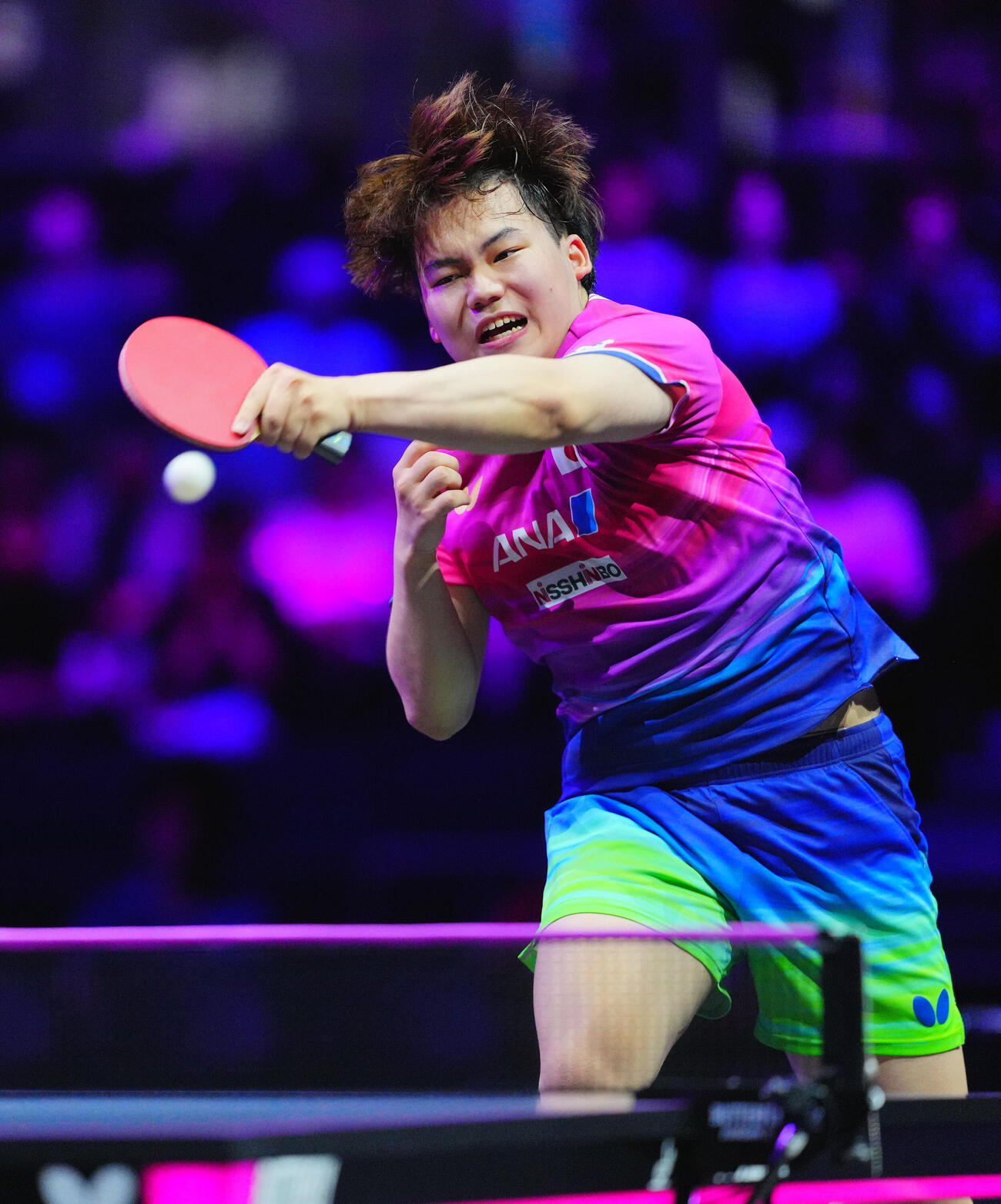 男子準々決勝でチャン・ウジンと対戦する松島輝空（撮影・垰建太）