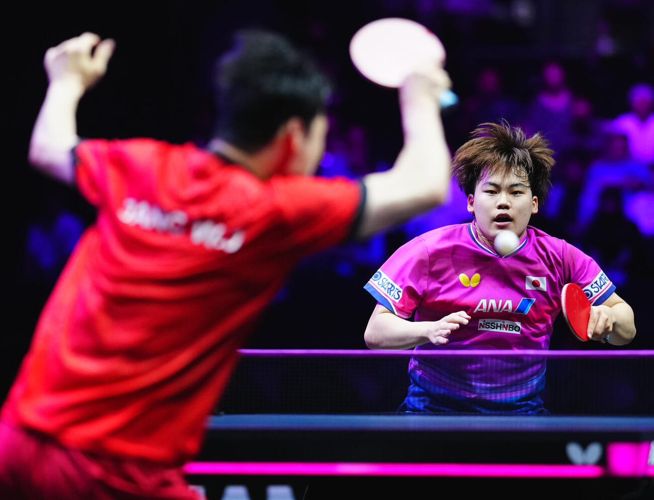 男子準々決勝でチャン・ウジンと対戦する松島輝空（撮影・垰建太）