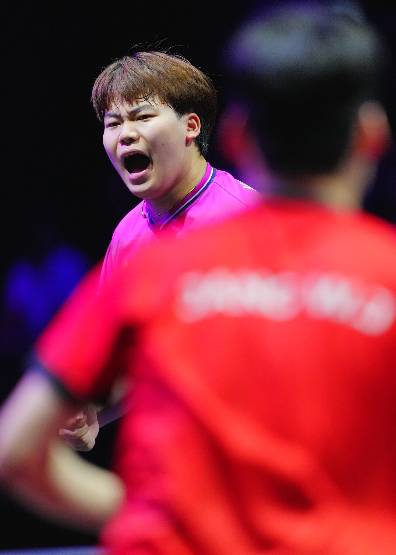 男子準々決勝でチャン・ウジンと対戦する松島輝空（撮影・垰建太）