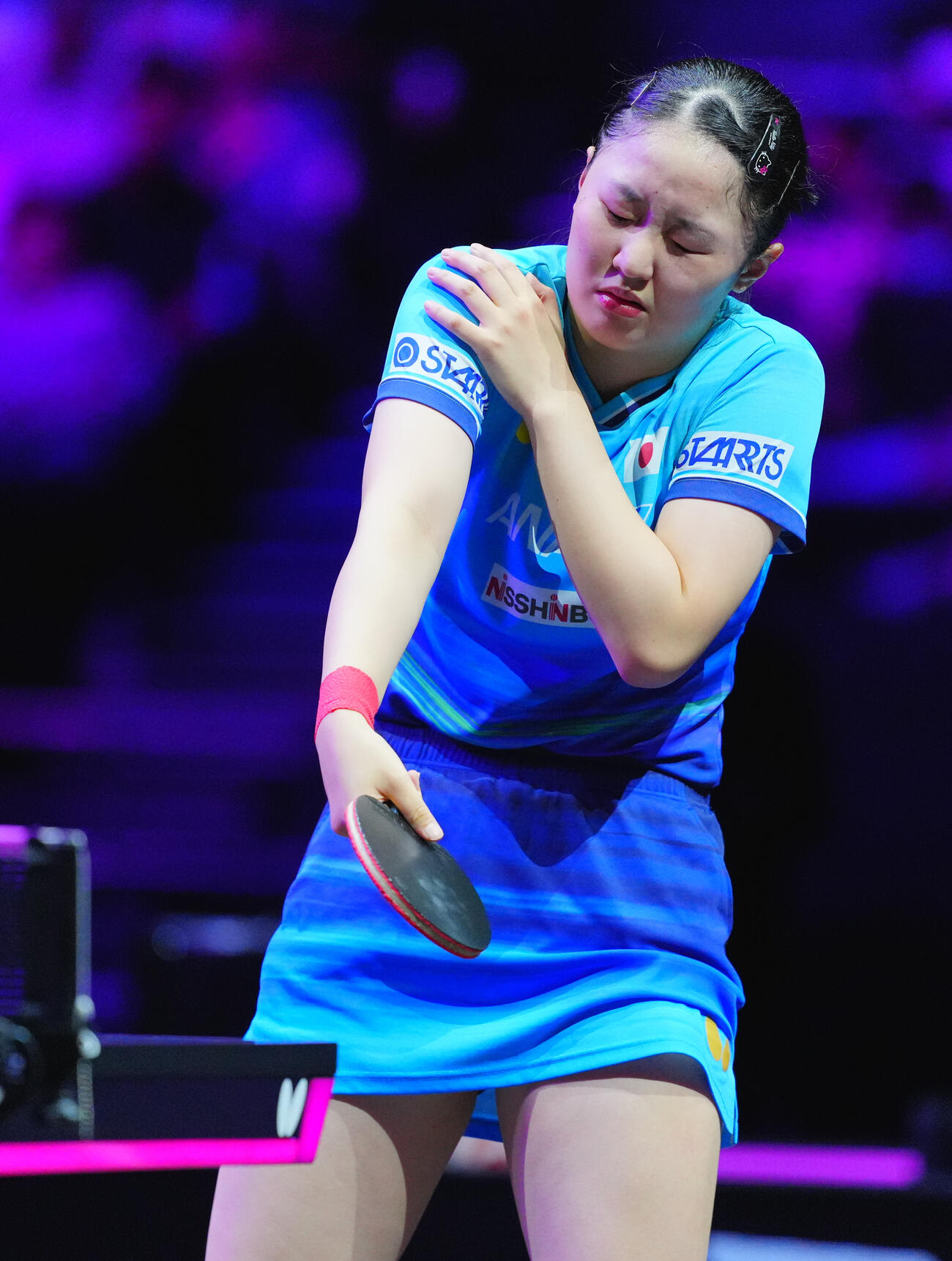 女子準々決勝でシン・ユビンと対戦する張本美和（撮影・垰建太）
