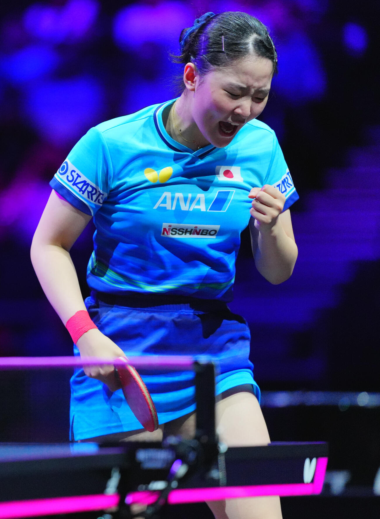 女子準々決勝でシン・ユビンと対戦する張本美和（撮影・垰建太）
