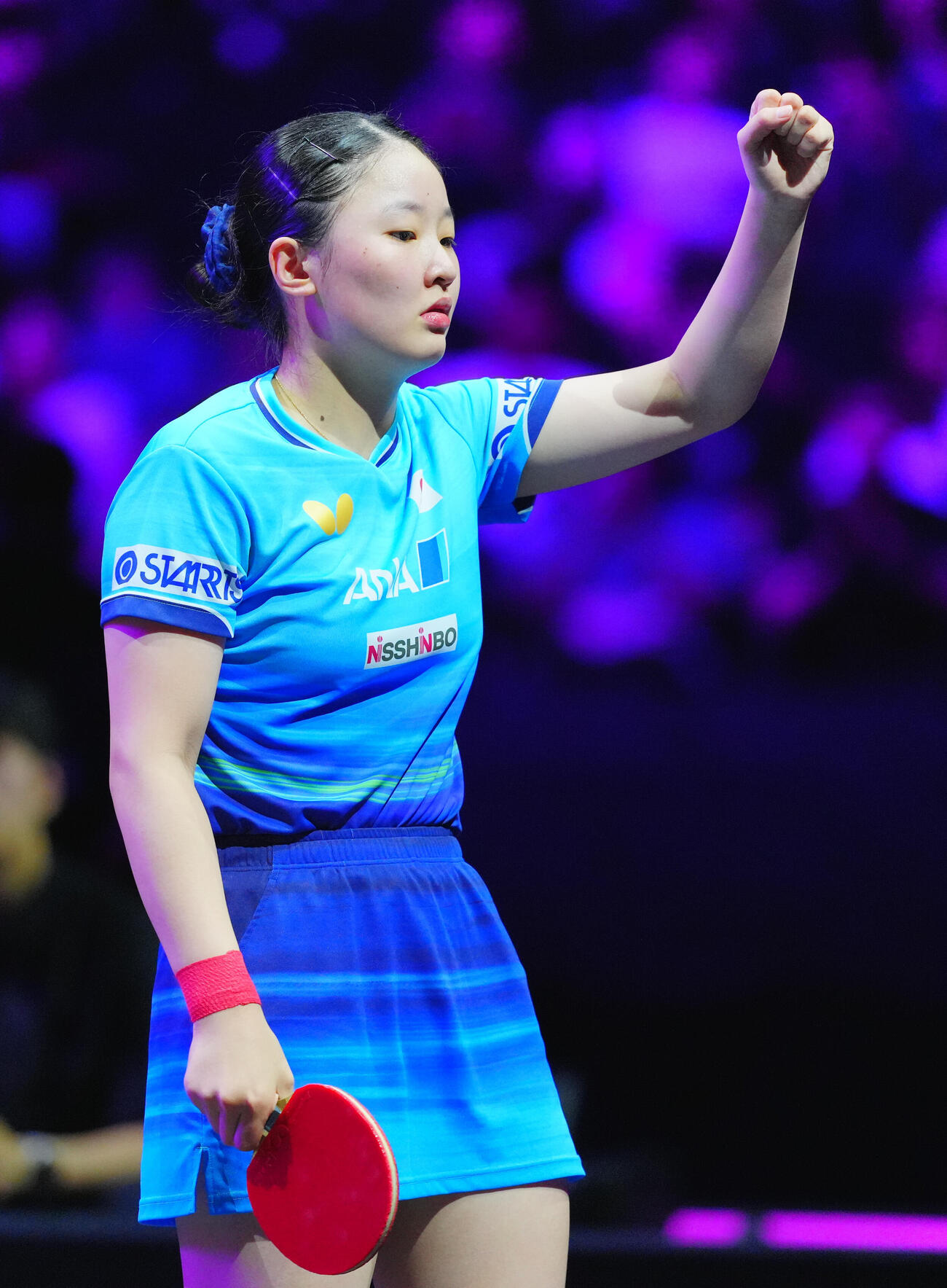 女子準々決勝でシン・ユビンと対戦する張本美和（撮影・垰建太）