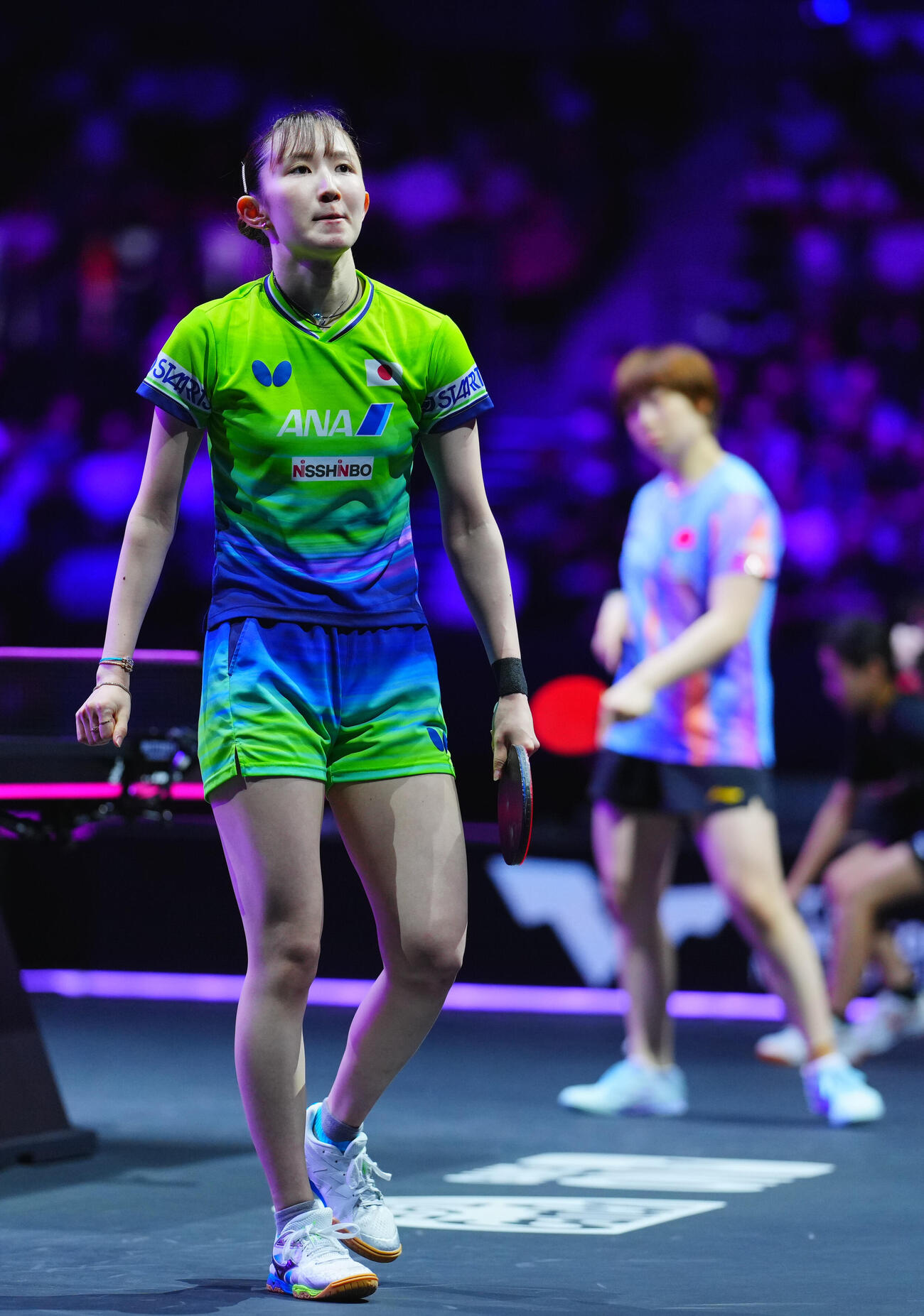 女子準々決勝でプレーする早田ひな（撮影・垰建太）
