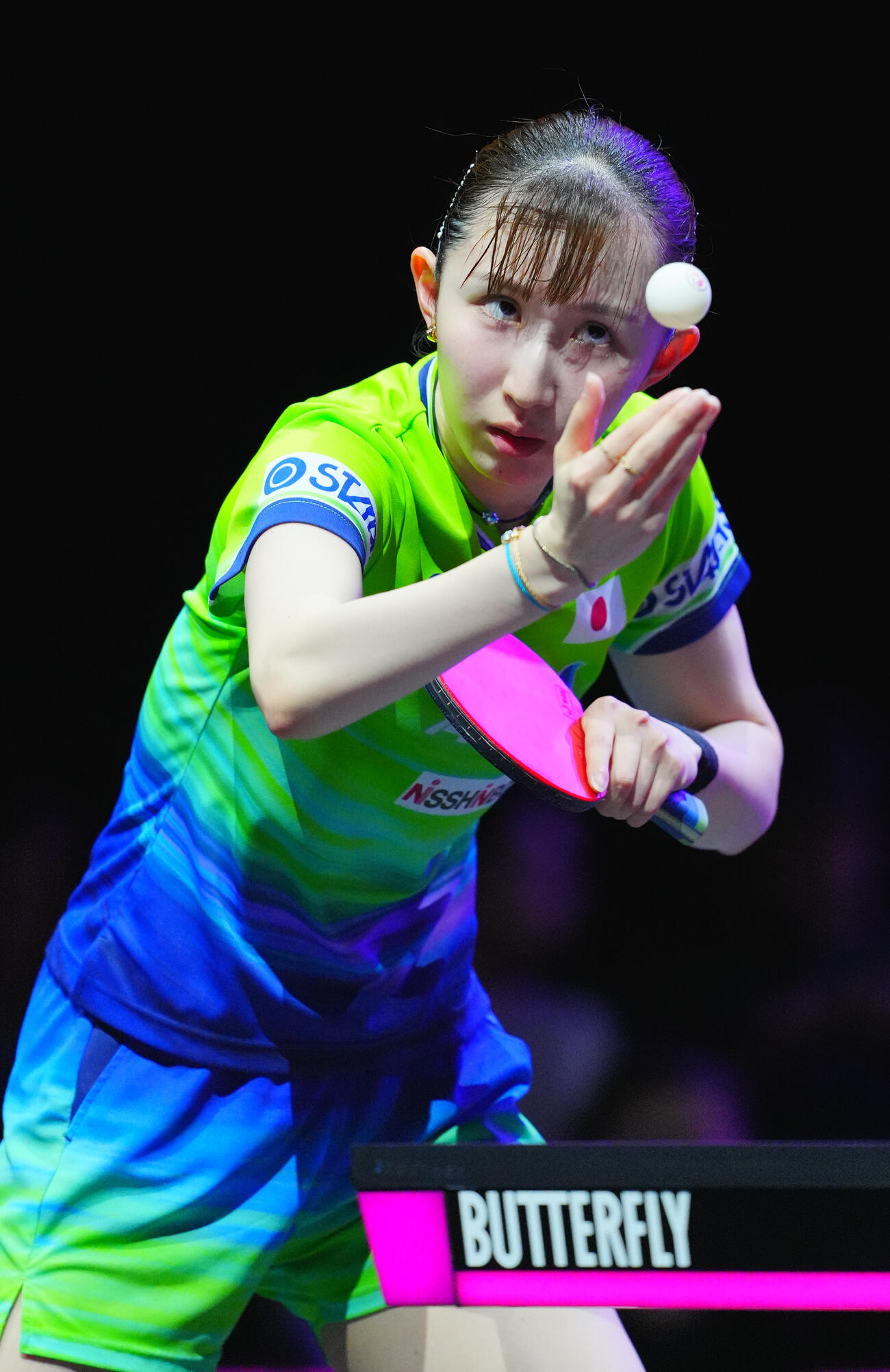 女子準々決勝でクアイ・マンと対戦する早田ひな（撮影・垰建太）