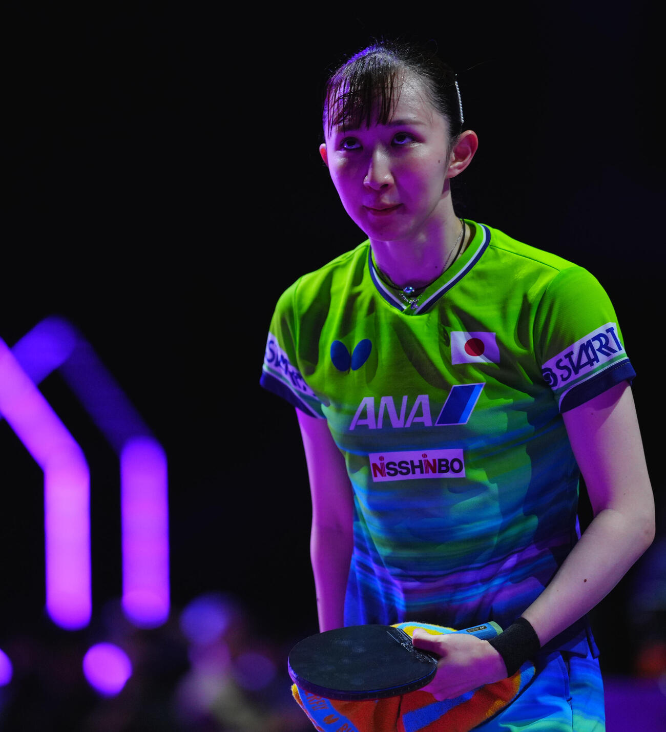 女子準々決勝で敗れた早田ひな（撮影・垰建太）