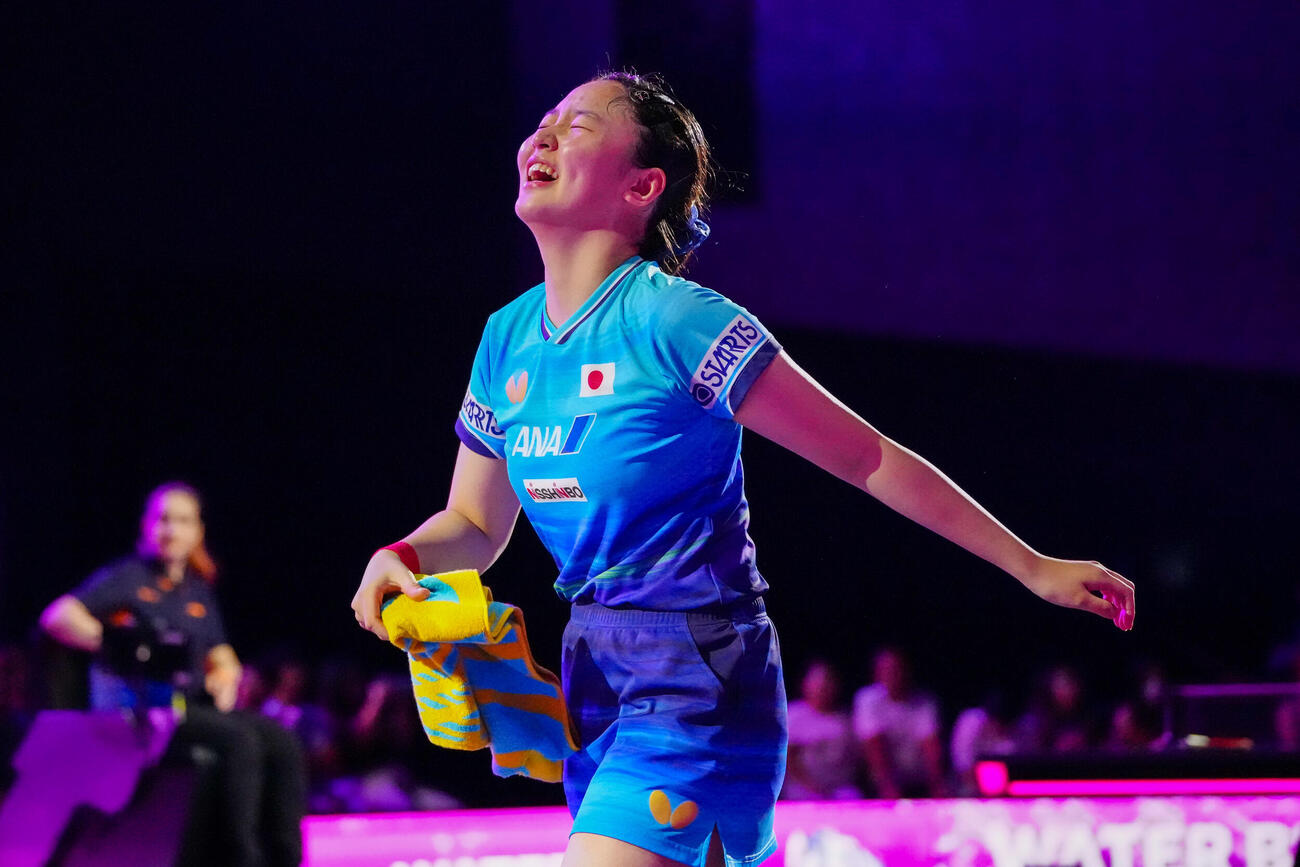 女子決勝　陳幸同に第3ゲームを奪われた張本美和（撮影・江口和貴）