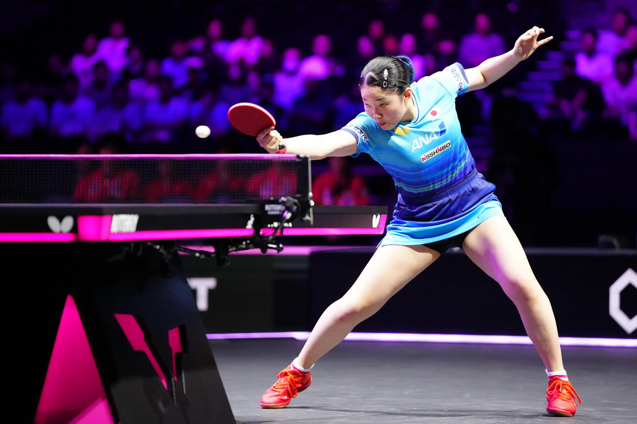 女子決勝で陳幸同と対戦する張本美和（撮影・江口和貴）