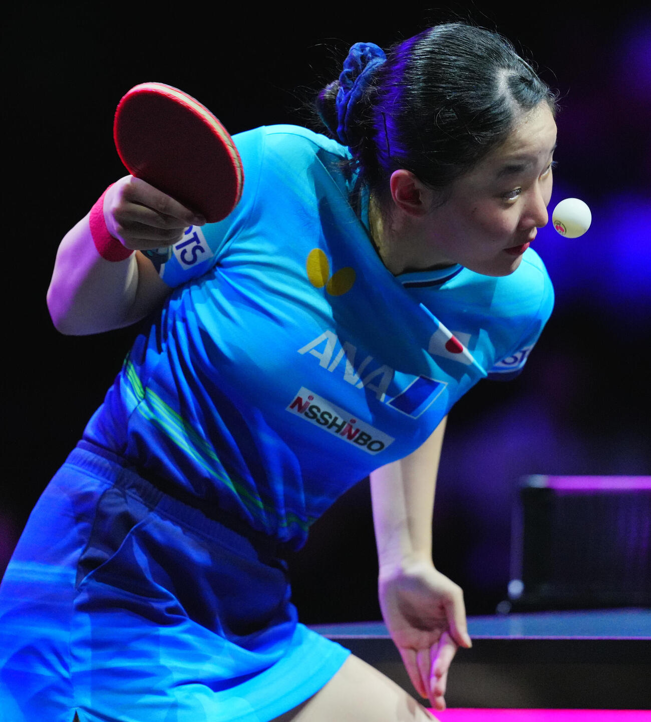 女子準々決勝でシン・ユビンと対戦する張本美和（撮影・垰建太）