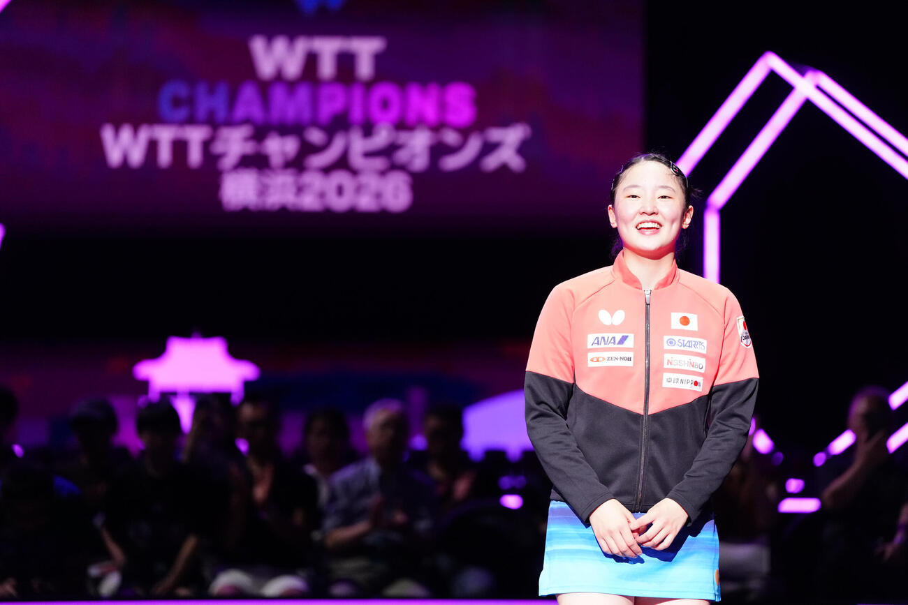 女子準決勝で王芸迪に勝利した張本美和（撮影・江口和貴）
