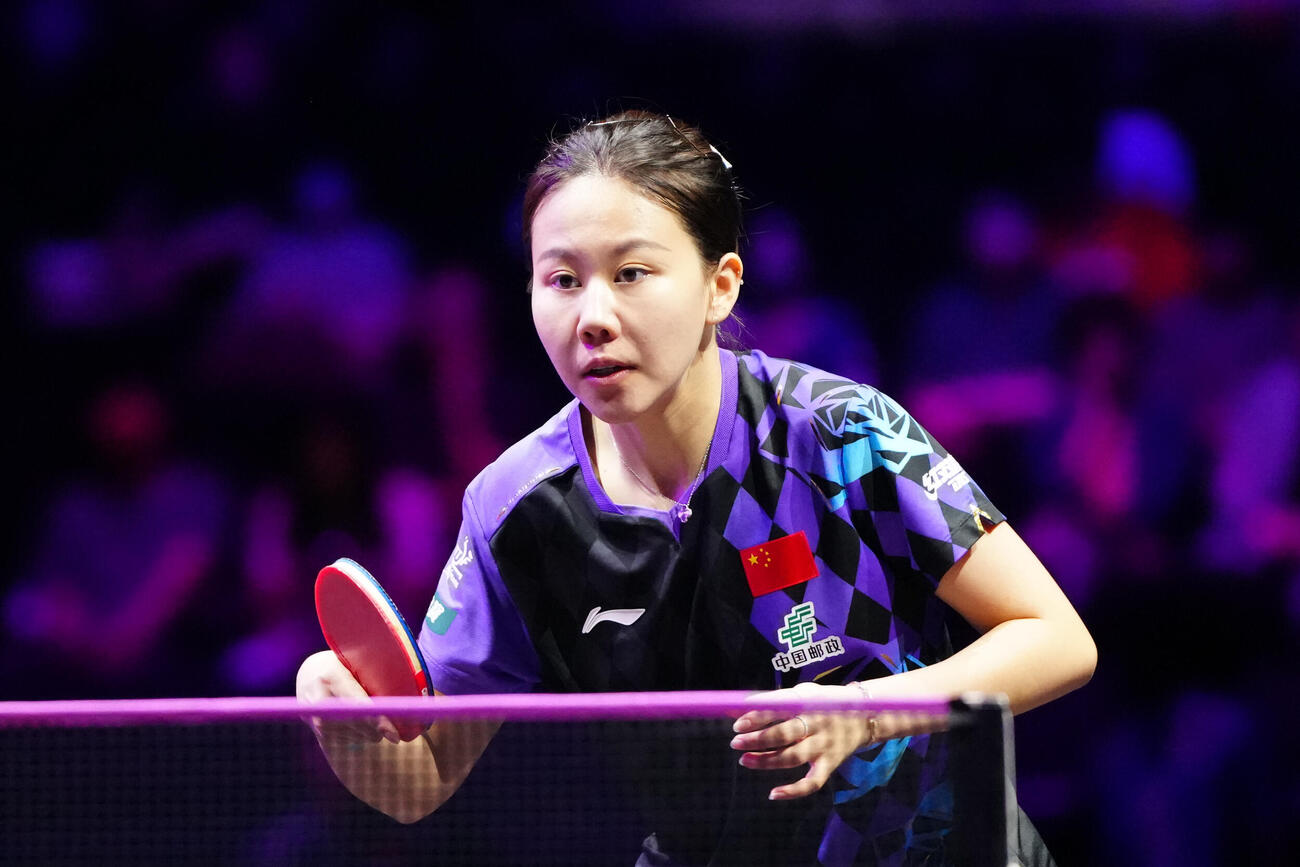女子準決勝でクアイ・マンと対戦する陳幸同（撮影・江口和貴）