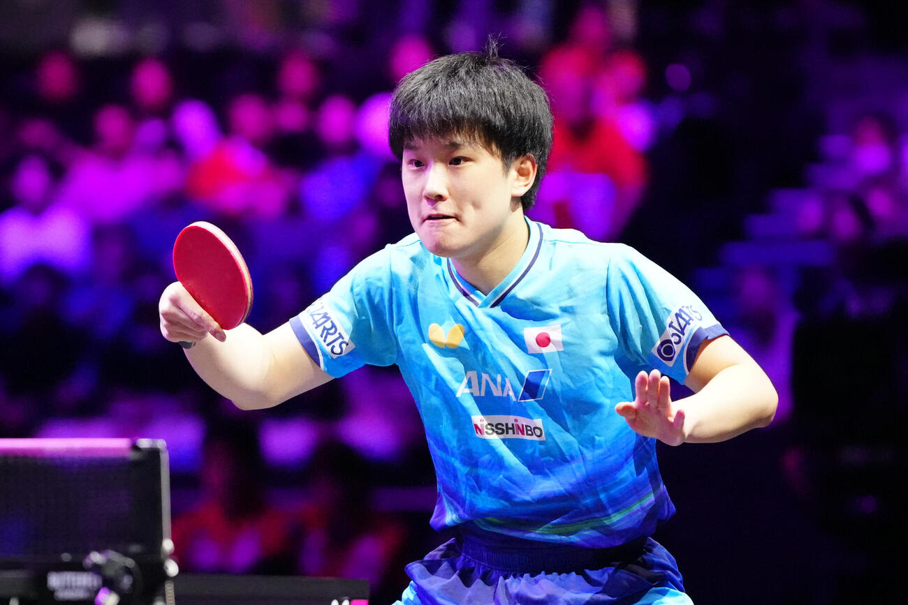 男子準決勝で松島輝空と対戦する張本智和（撮影・江口和貴）