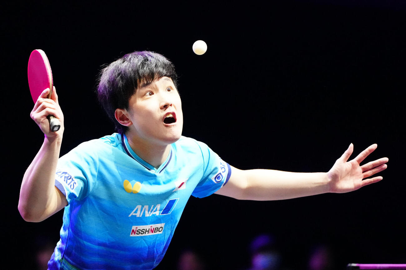 男子準決勝で松島輝空と対戦する張本智和（撮影・江口和貴）