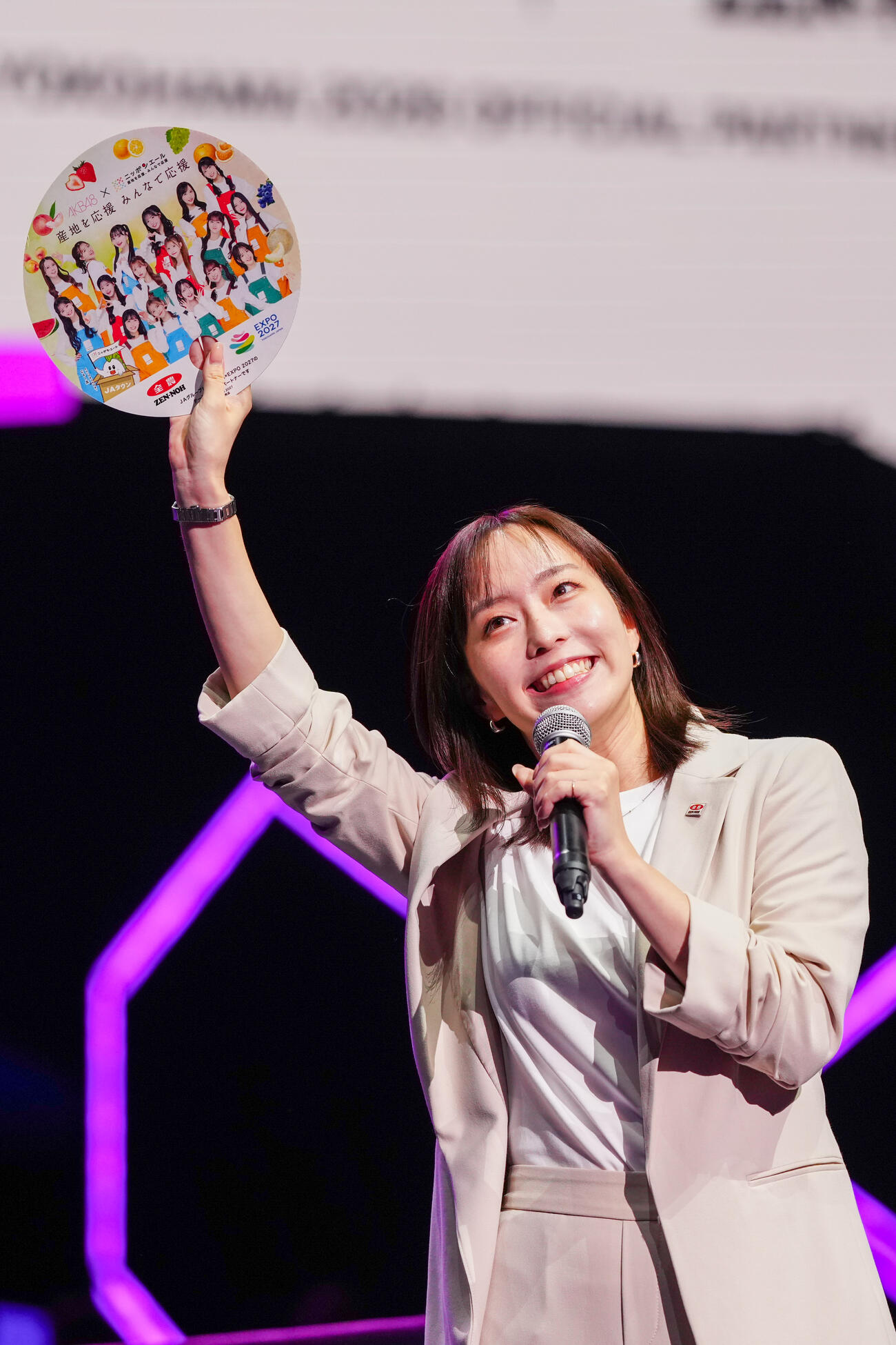 WTTチャンピオンズ決勝前、登場した石川佳純さん（撮影・江口和貴）