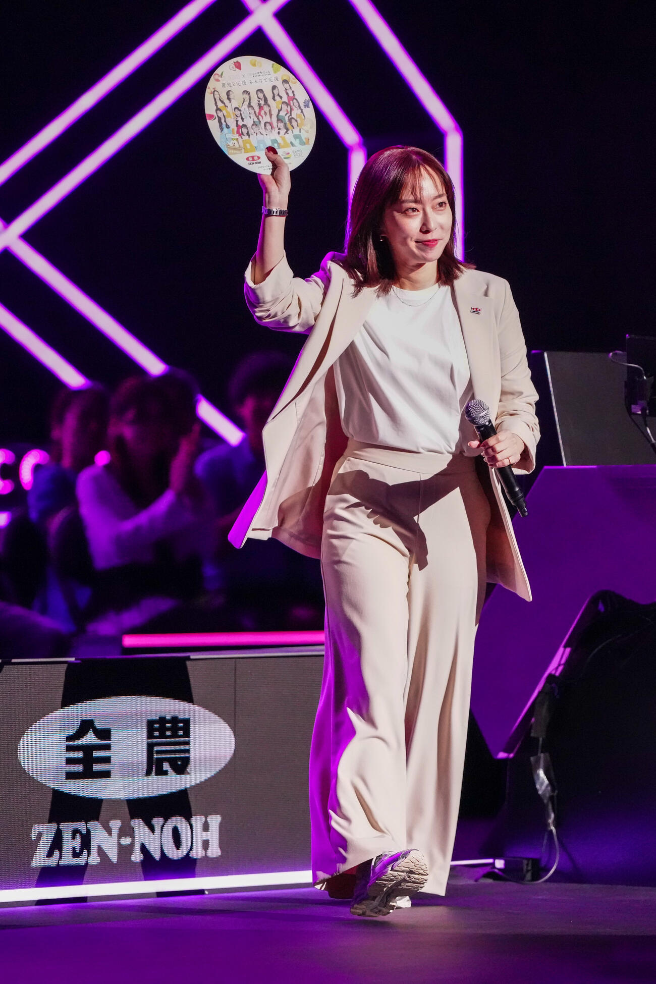 WTTチャンピオンズ決勝前、登場した石川佳純さん（撮影・江口和貴）