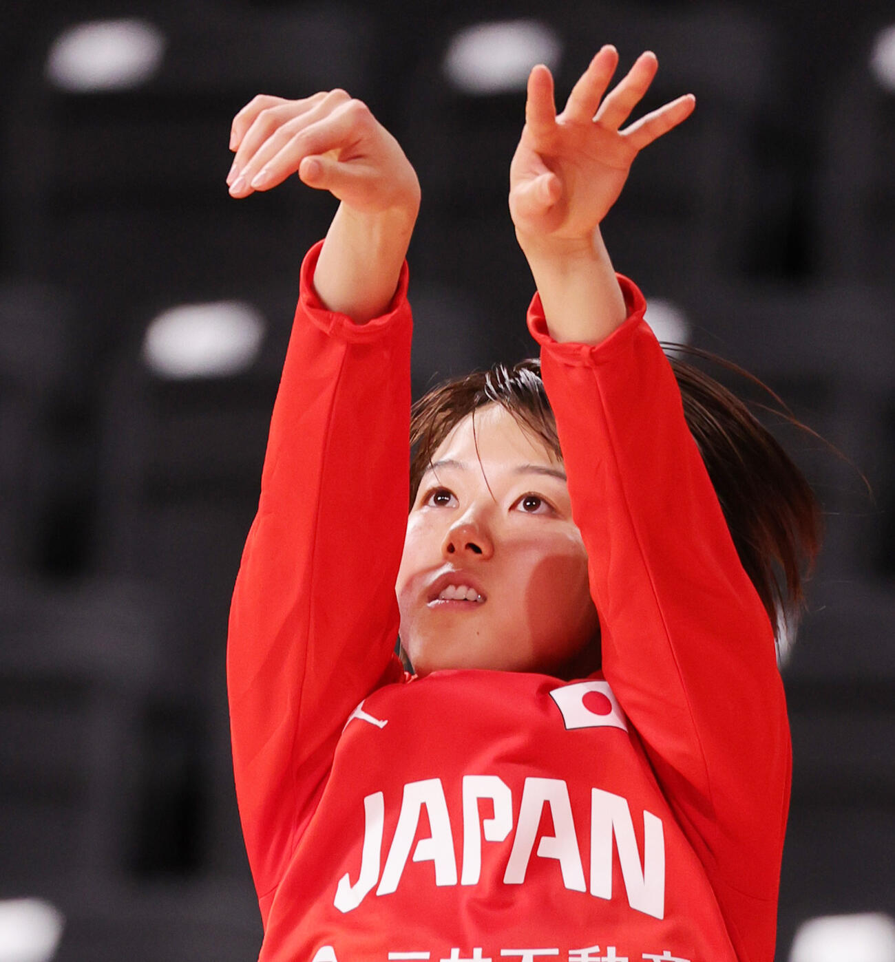 24年7月　バスケットボール女子日本代表の公開練習でシュートを放つ山本麻衣