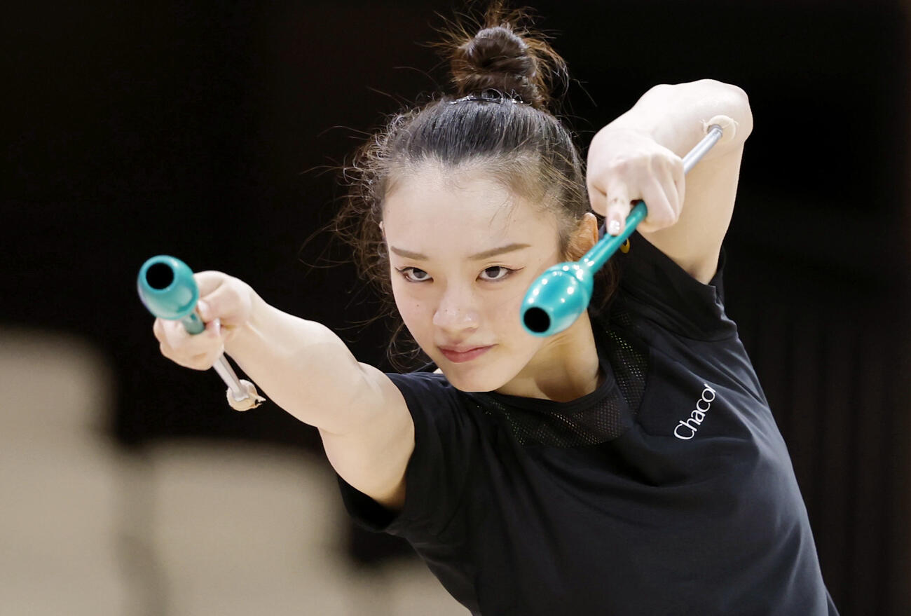 公式練習で調整する喜田未来乃（共同）