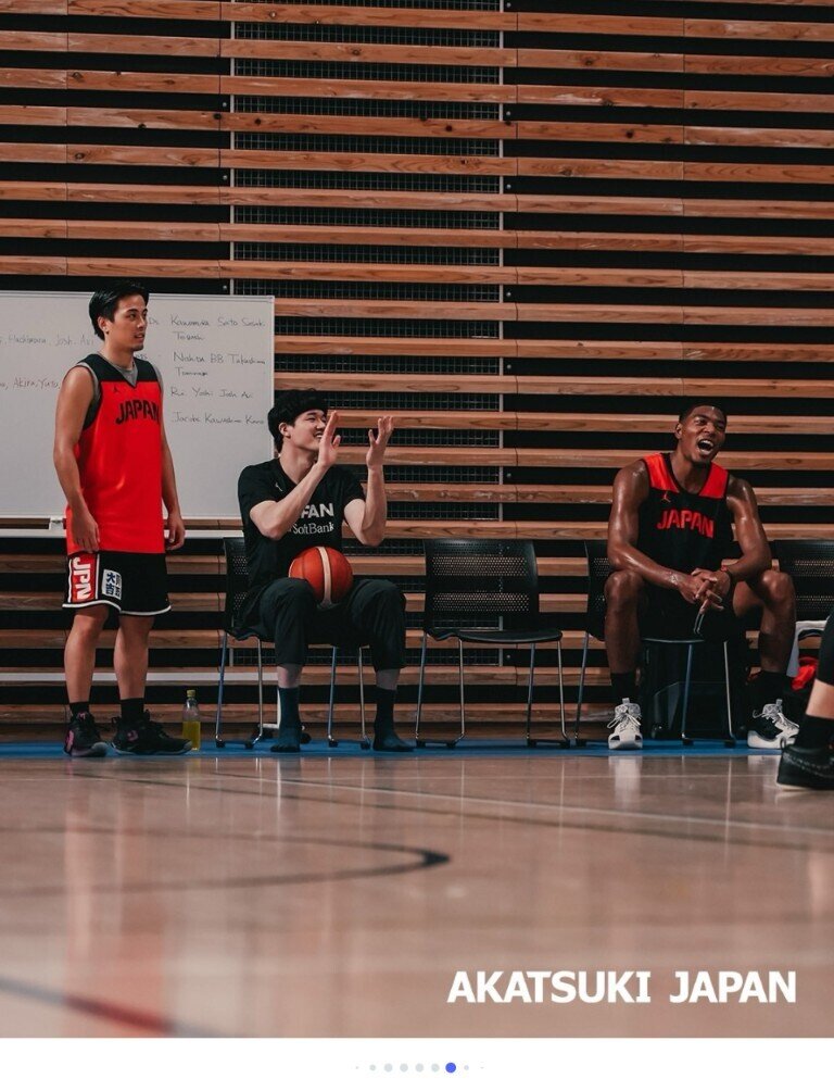 男子日本代表の練習に合流した八村塁（日本バスケットボール協会のインスタグラムより）