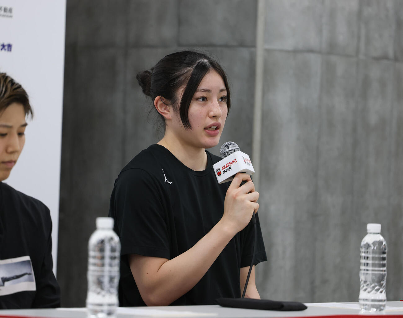 日本対韓国　記者会見する後藤音羽（撮影・増田悦実）
