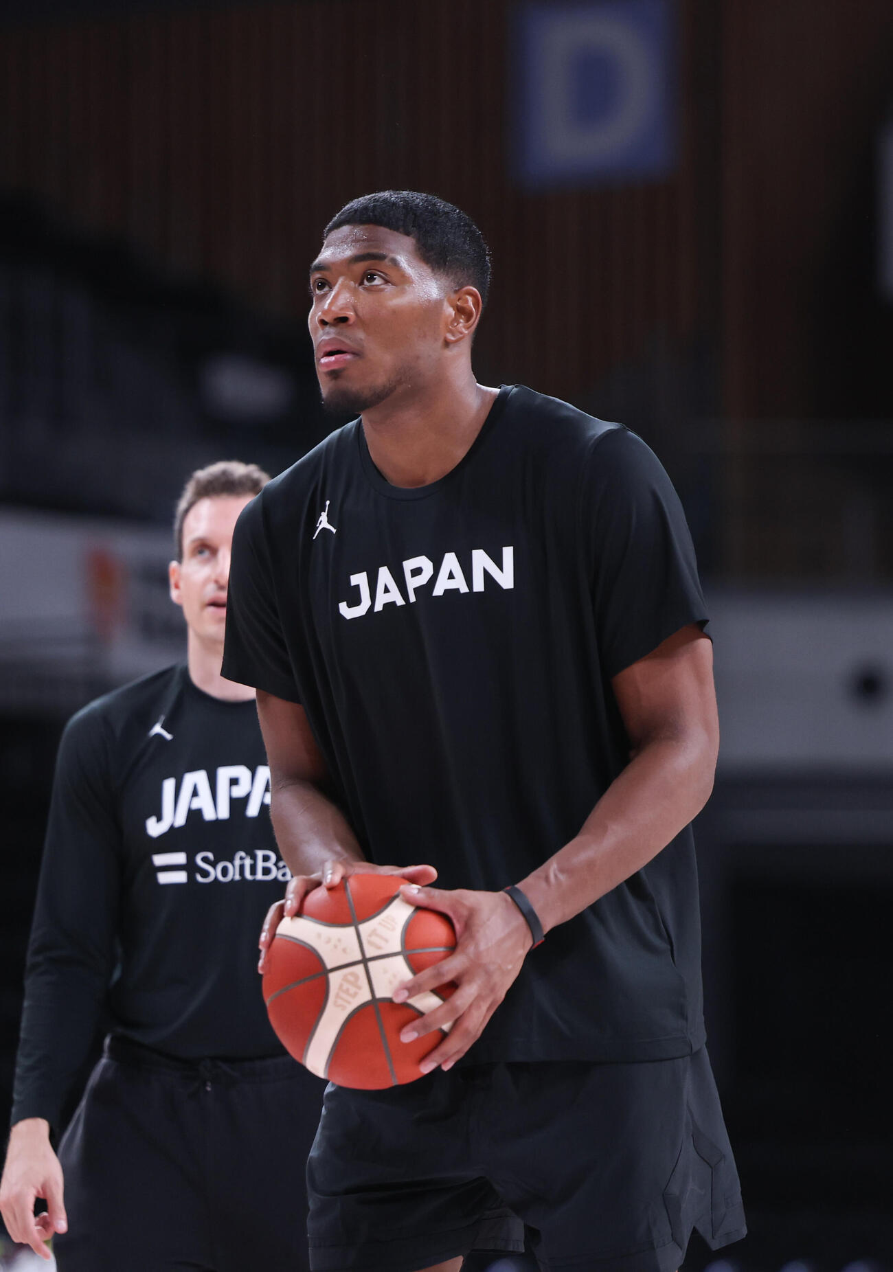 前日公開練習をする八村塁（撮影・増田悦実）