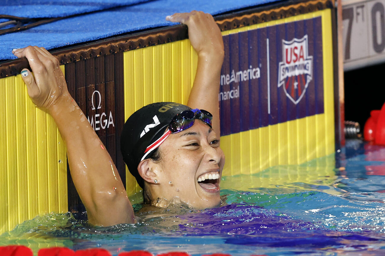 女子50メートル平泳ぎ決勝のレースを終えた鈴木聡美。30秒40で4位に入った＝アーバイン（共同）