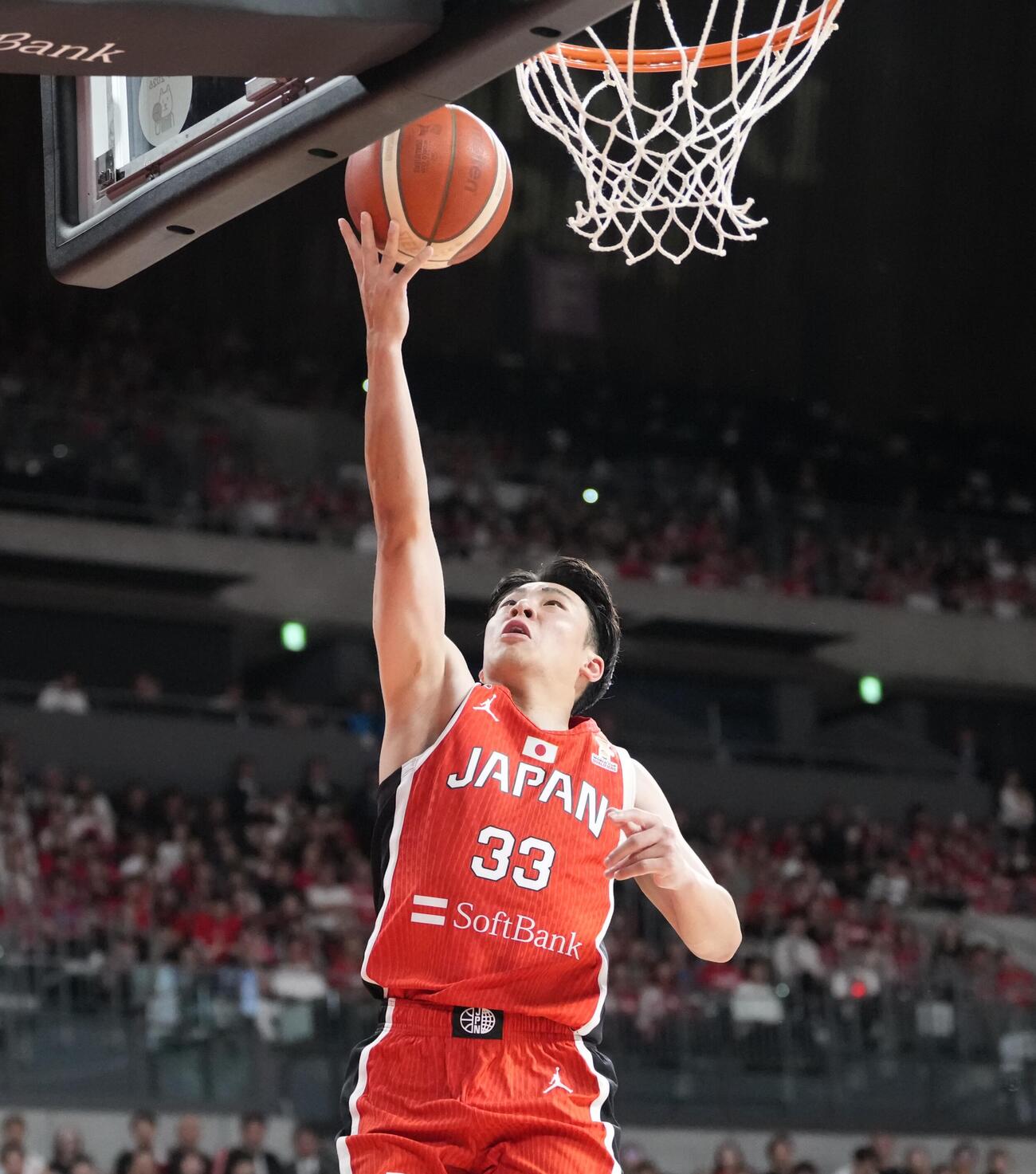 日本対韓国　2Q、シュートを決める佐々木隆成（撮影・小島史椰）