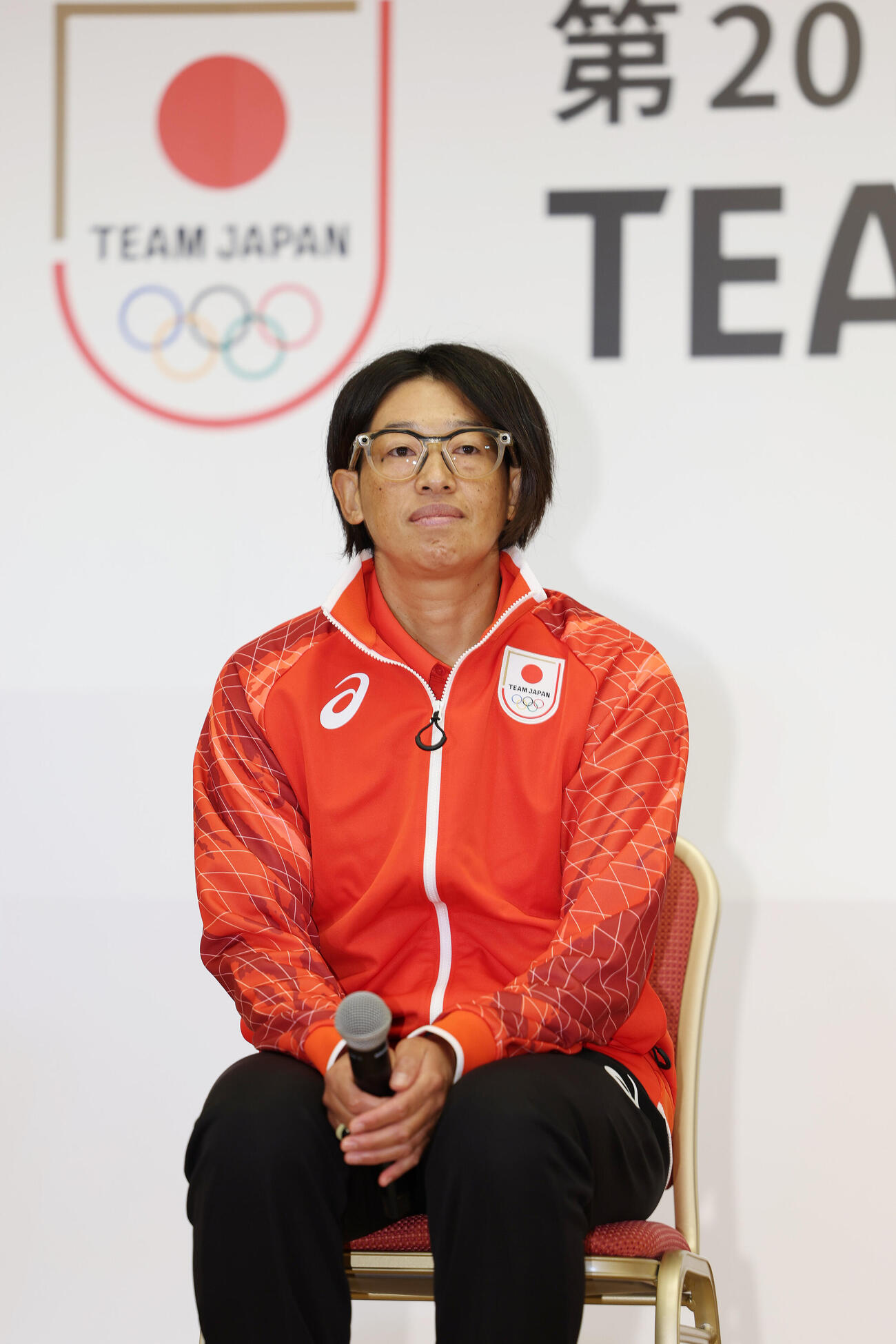「第20回アジア大会TEAM JAPAN MEDIA SUMMIT」に登壇した上野由岐子（撮影・宮地輝）