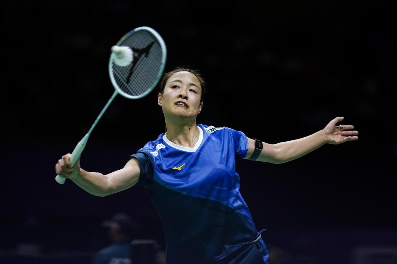 女子シングルス3回戦　米国選手と対戦する奥原希望＝ニューデリー（ゲッティ＝共同）