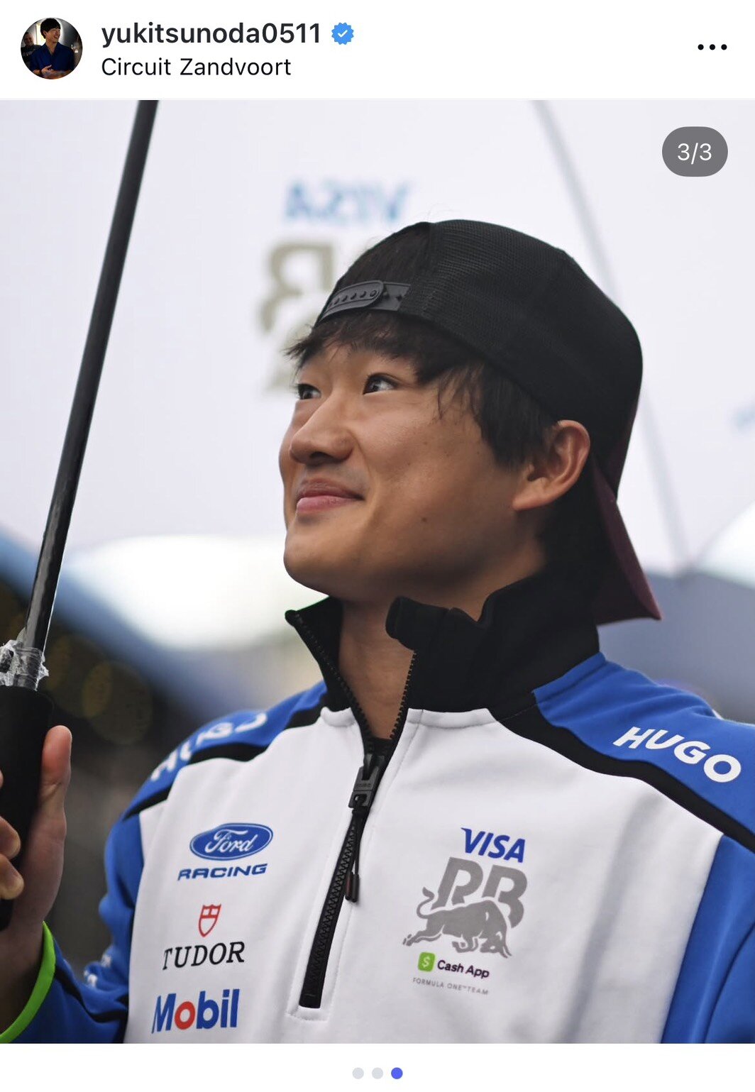 オランダGPスプリント予選後にインスタグラムを更新した角田裕毅