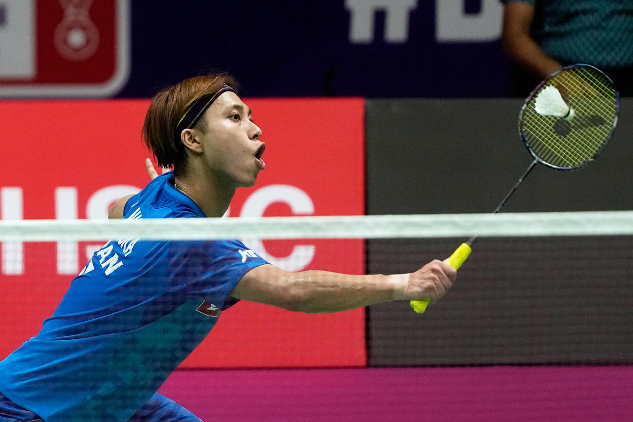 男子シングルス決勝　アレックス・ラニエと対戦する奈良岡功大（AP）
