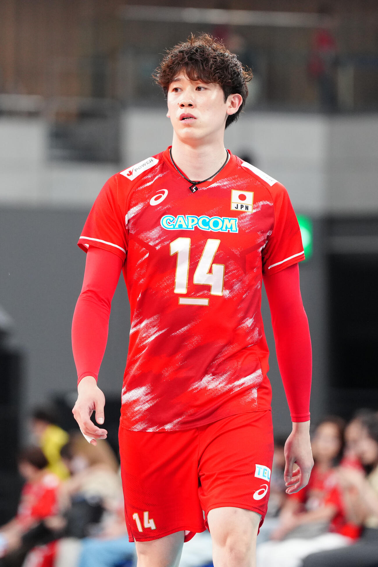 日本対ブラジル　試合前練習に向かう石川祐希（撮影・江口和貴）