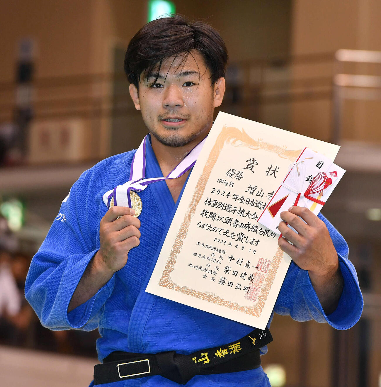 24年選抜体重別選手権の男子100キロ級で優勝した増山香補