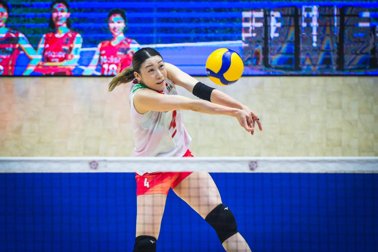 日本女子、タイ戦（C）AVC Women Volleyball Continental Championship