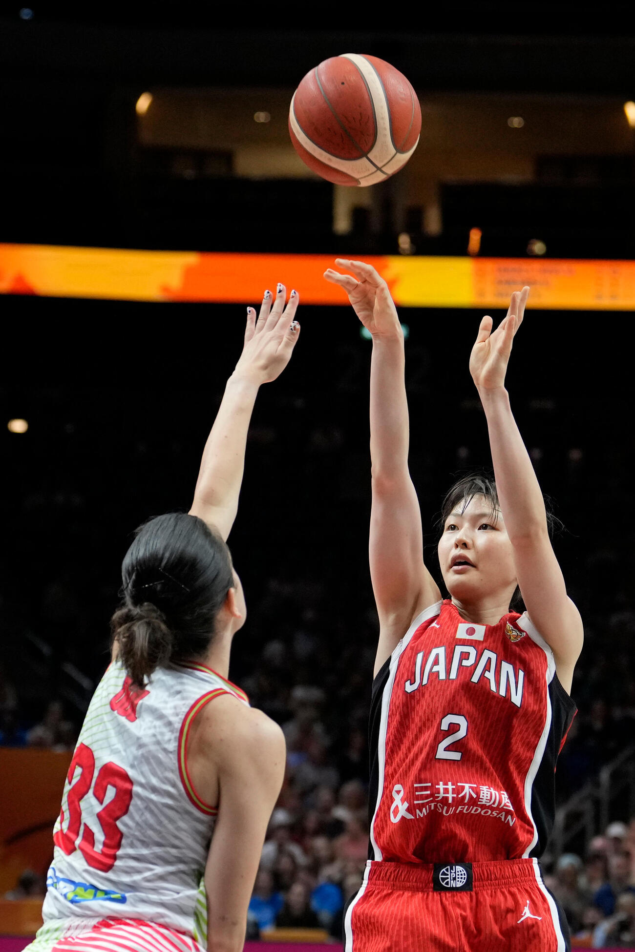 バスケ女子W杯ハンガリー戦　シュートを打つ日本の今野紀花（AP）