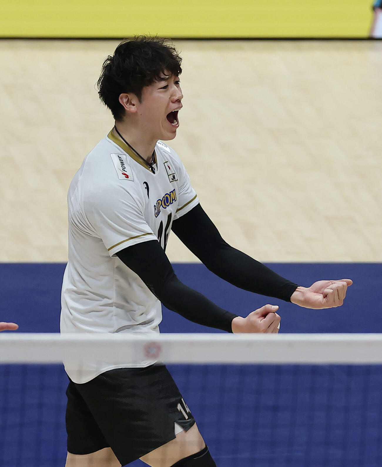 得点を奪いガッツポーズする石川祐希（2026年9月12日撮影）
