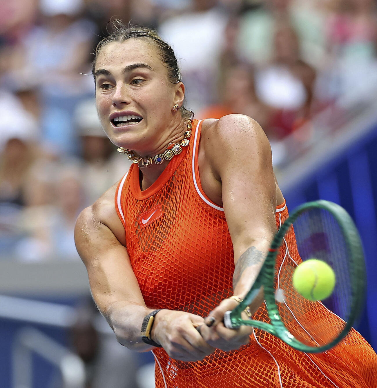 女子シングルスで準優勝となり、3連覇を逃したアリーナ・サバレンカ＝ニューヨーク（ゲッティ＝共同）