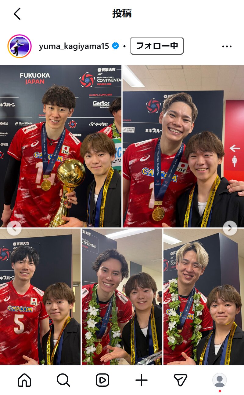 鍵山優真のインスタグラムから