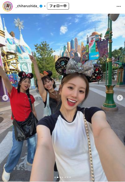 志田千陽が松山奈未、永原和可那との3ショット投稿（志田千陽のインスタグラムから）　
