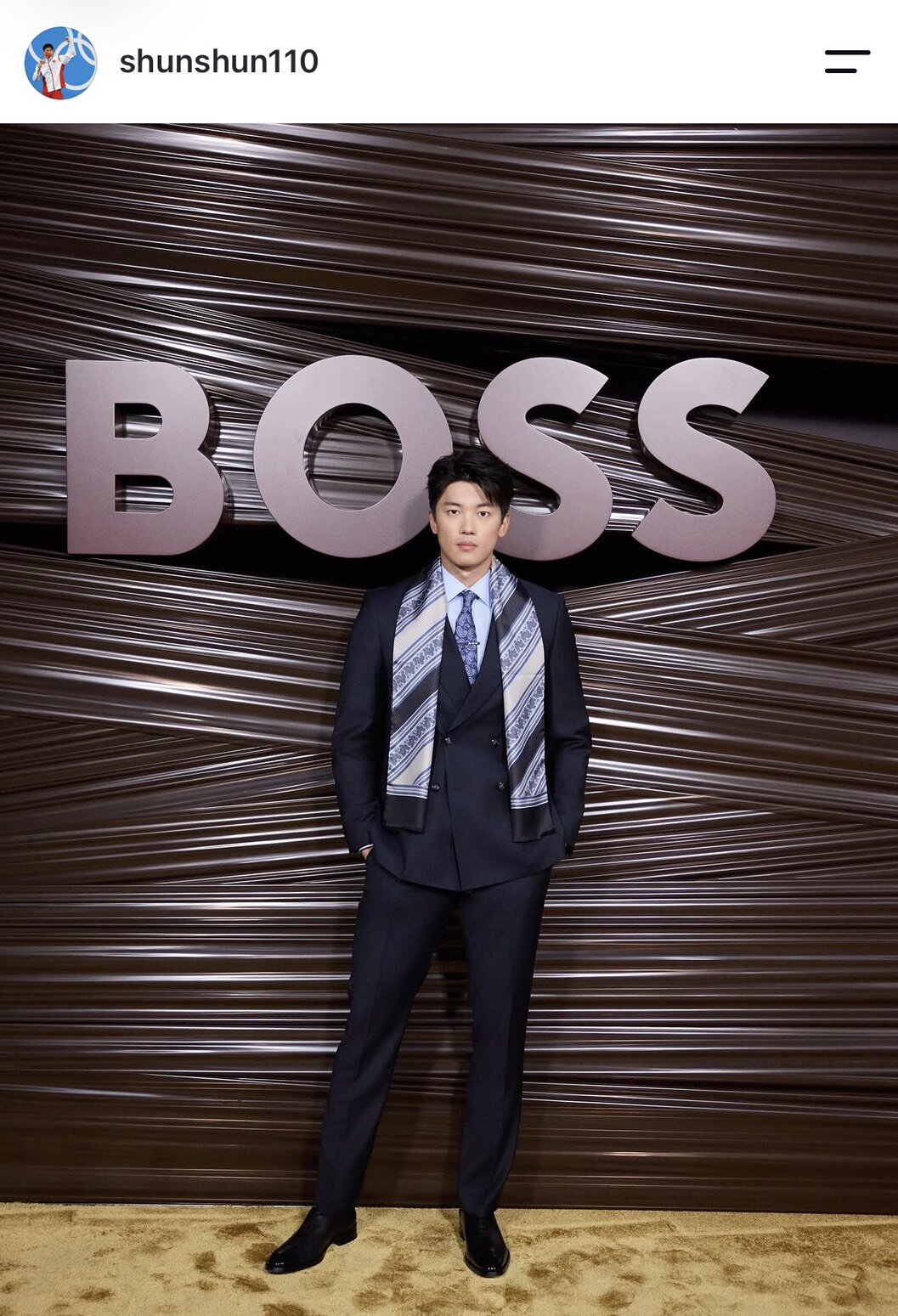 BOSSのアンバサダーを務める汪順（インスタグラムより）