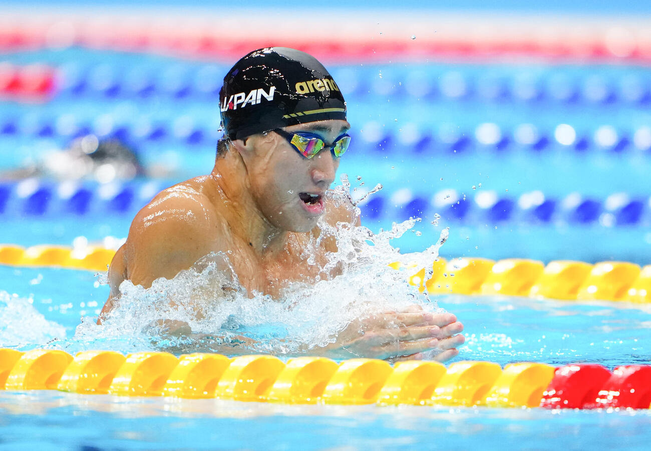男子200メートル平泳ぎ決勝　力泳する大橋信　（撮影・鈴木みどり）