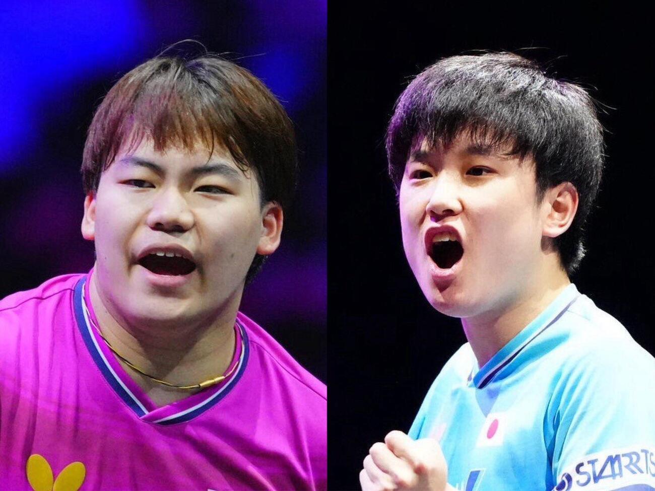 松島輝空（左）と張本智和