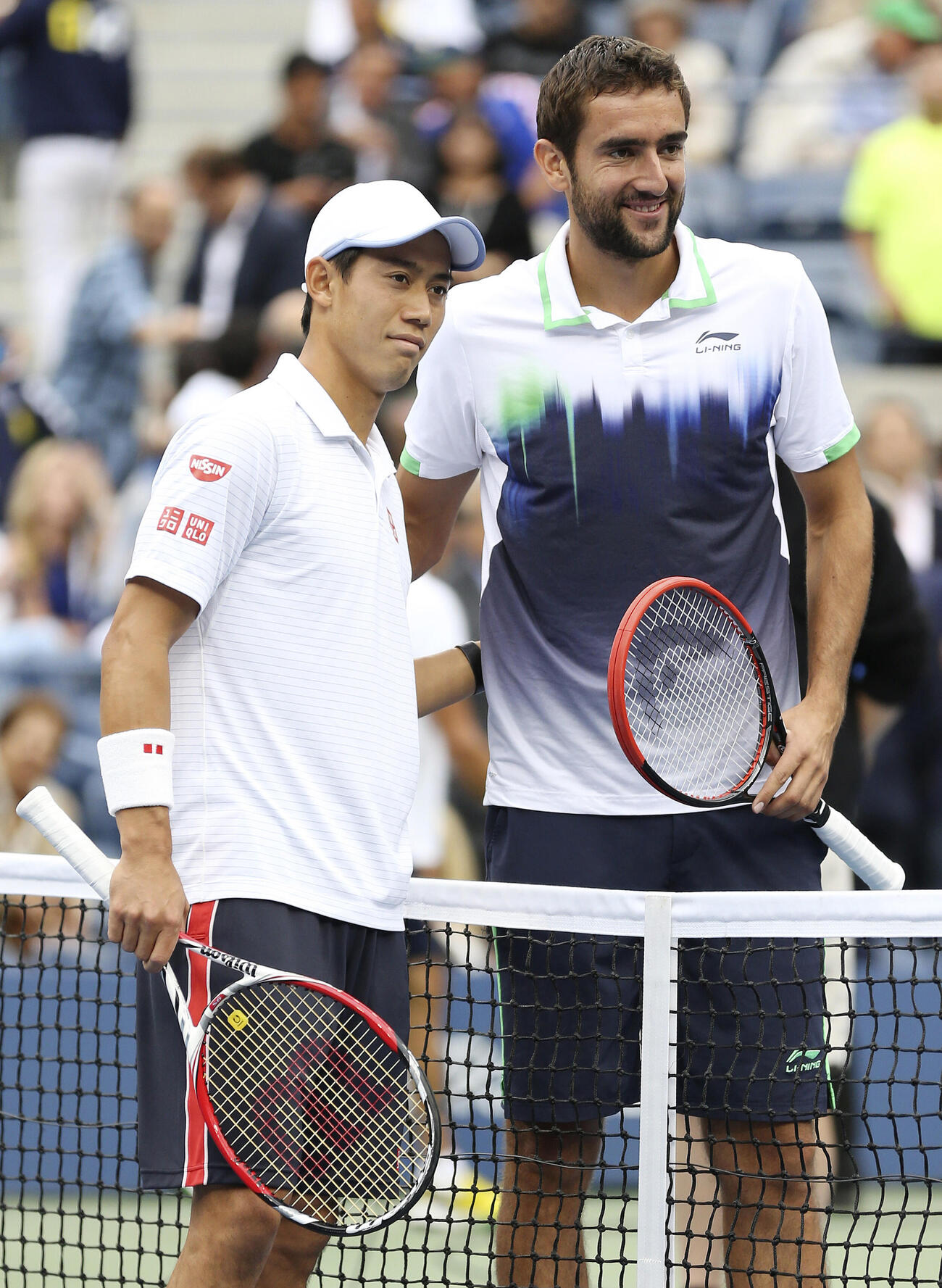 14年9月8日　全米オープン決勝　チリッチと記念撮影する錦織圭（左＝撮影PIKO）