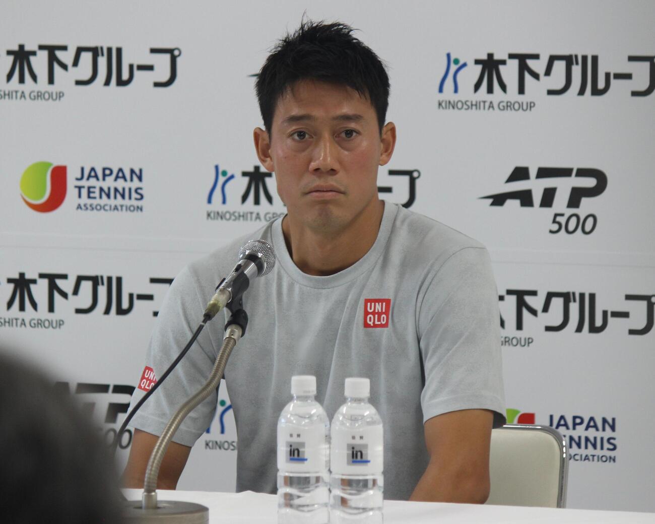 木下グループ・ジャパン・オープンの会見に出席する錦織圭