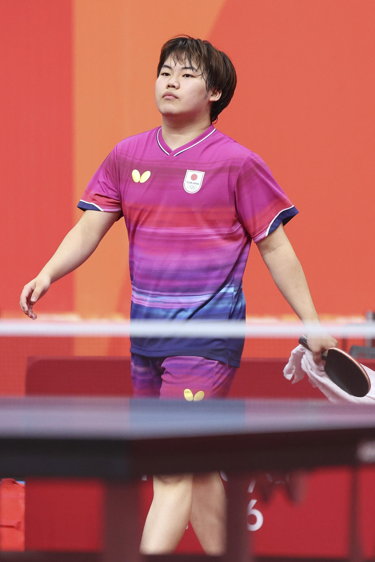 男子シングルス準々決勝　中国選手に敗れた松島輝空＝豊田市総合体育館（共同）