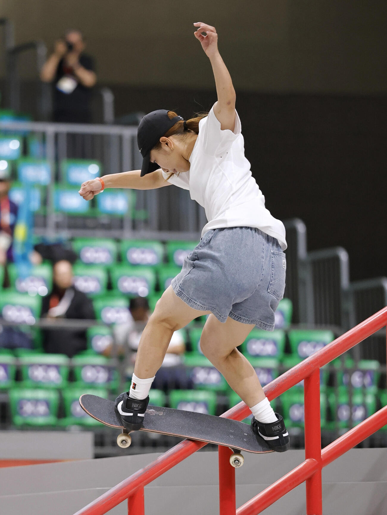 女子ストリート予選　演技する織田夢海＝愛知県国際展示場(共同)