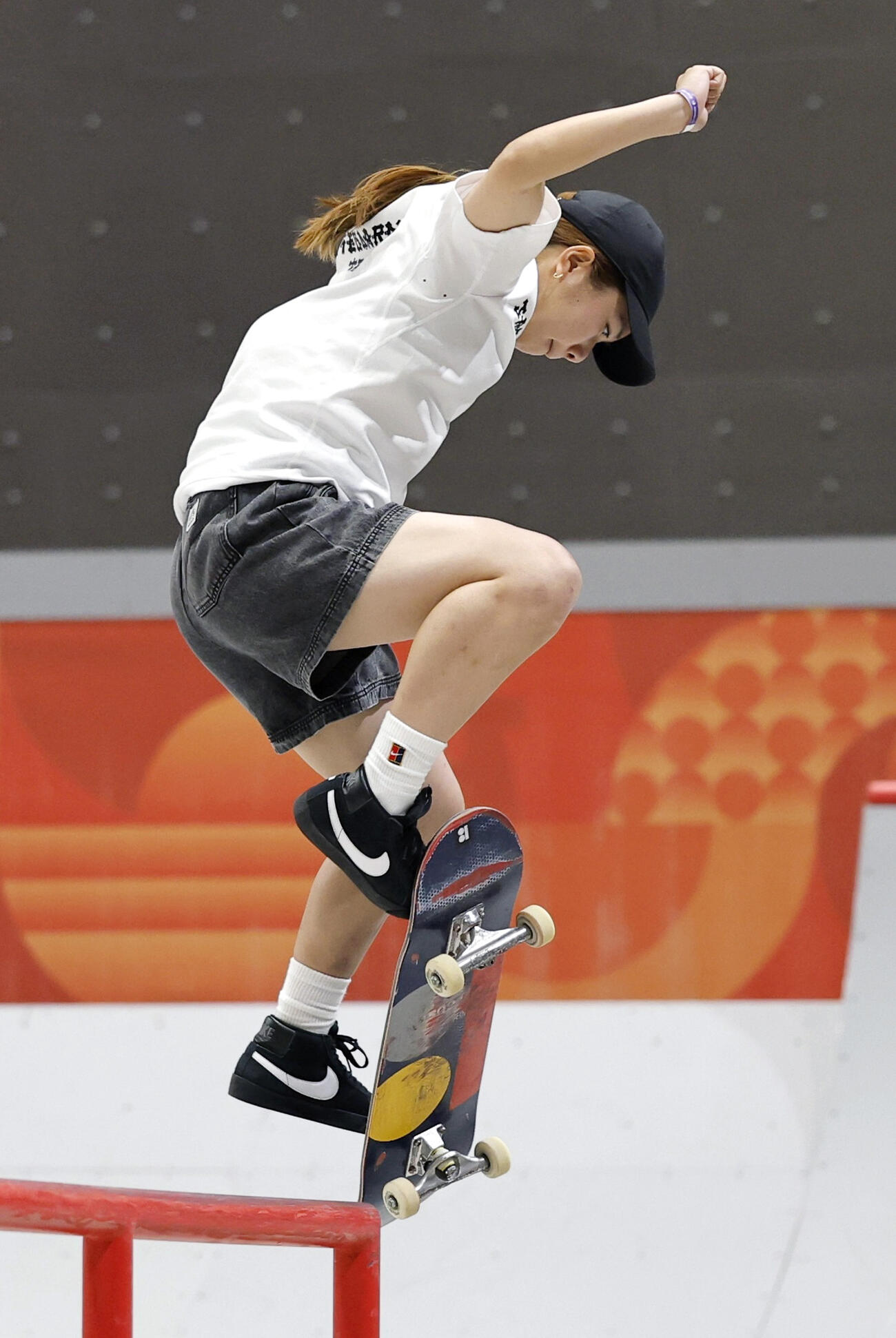女子ストリート決勝　演技する織田夢海＝愛知県国際展示場(共同)