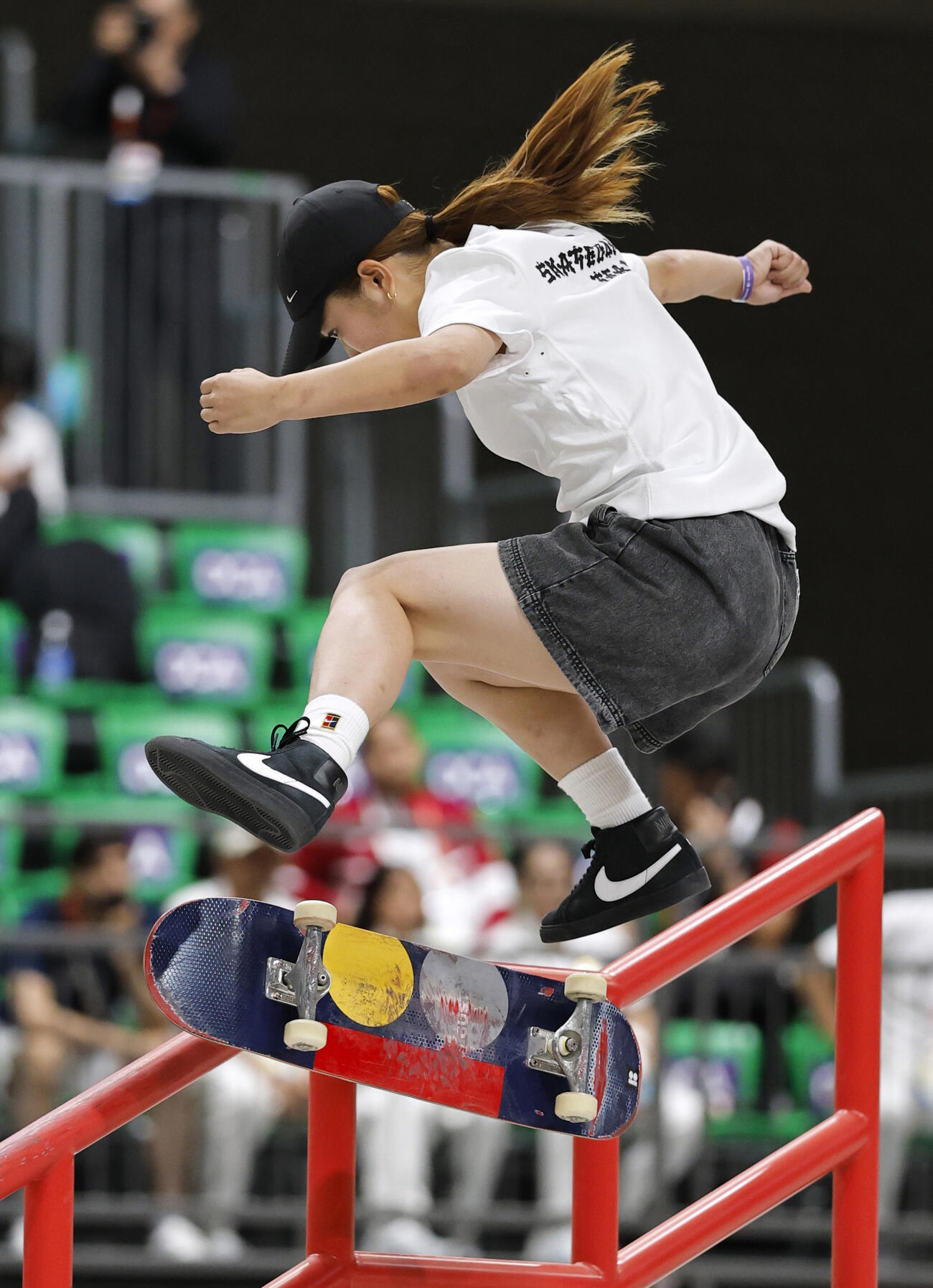女子ストリート決勝　演技する織田夢海＝愛知県国際展示場(共同)